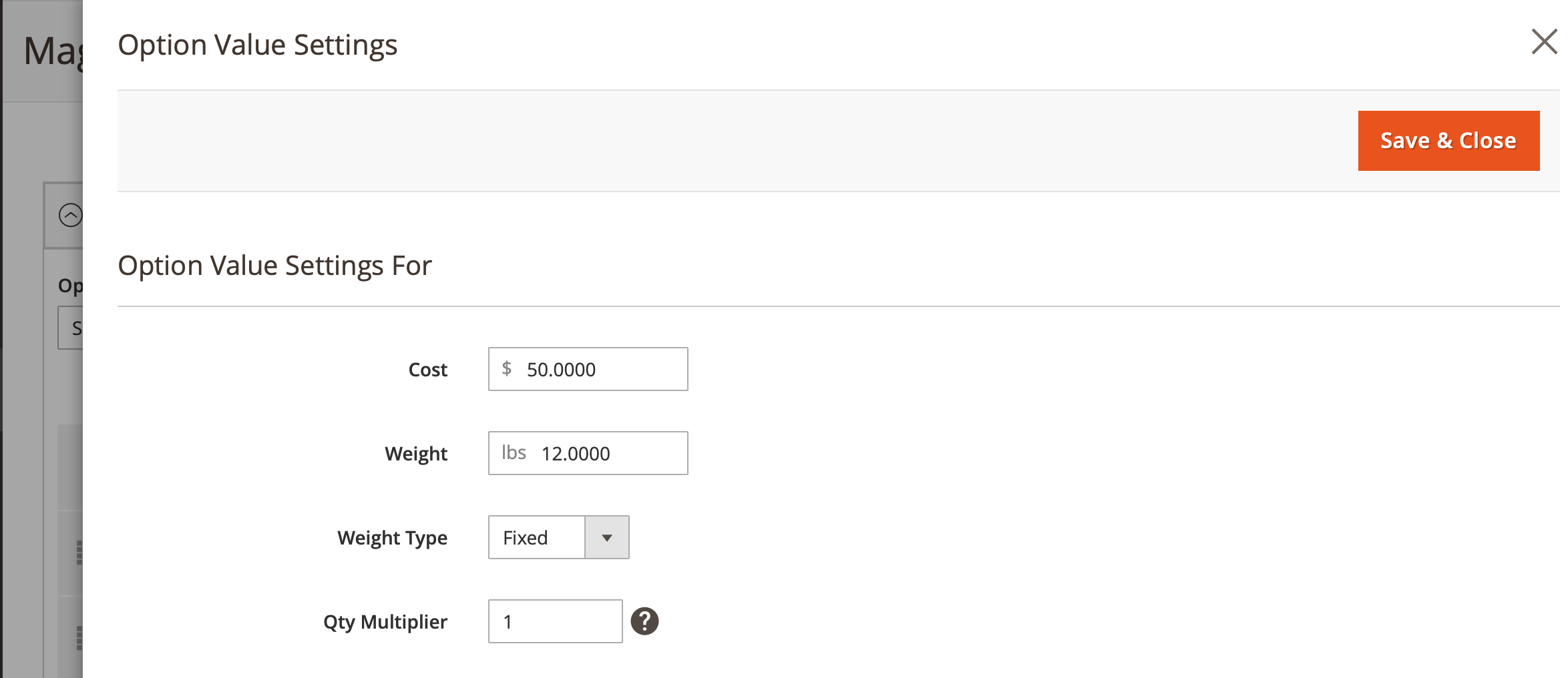 Mageworx Option Weight & Cost