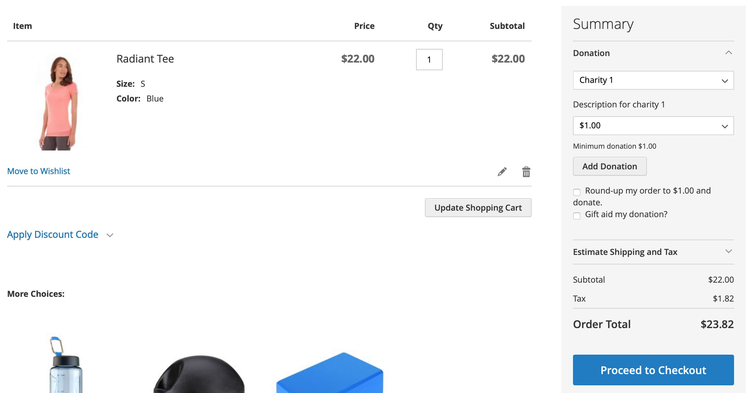 Mageworx Donations Frontend Cart