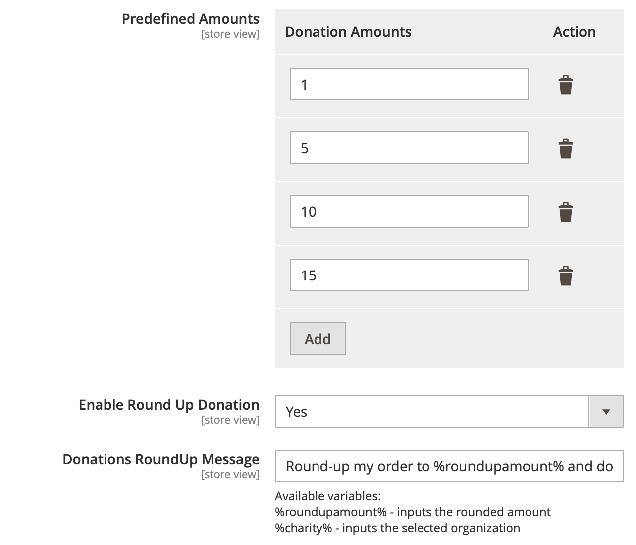 Mageworx Donations Settings