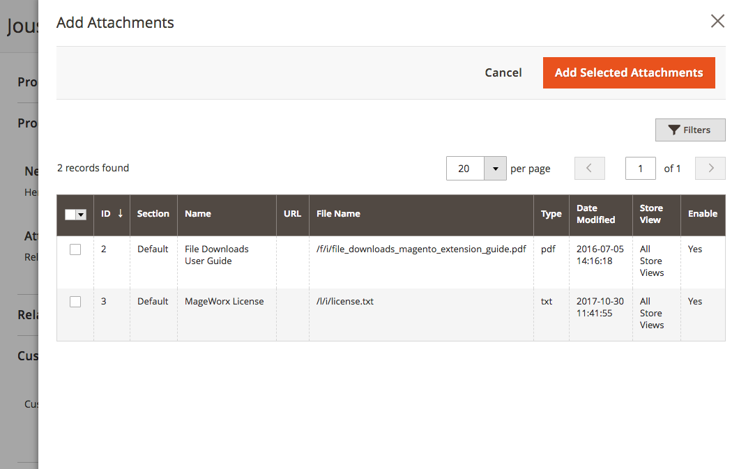 File Downloads Product Attachments