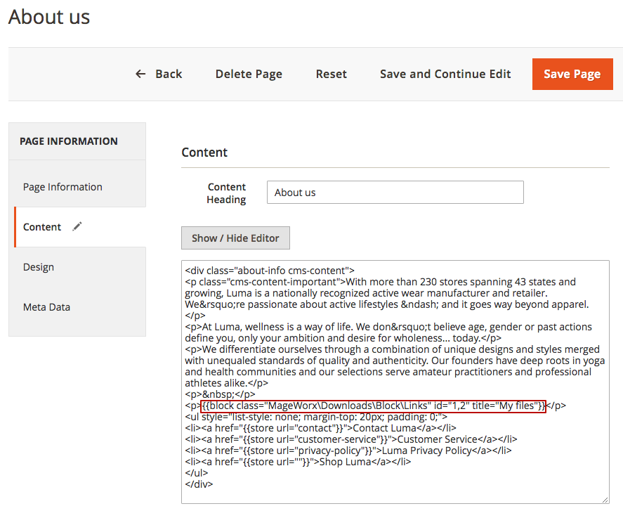 File Downloads on CMS page
