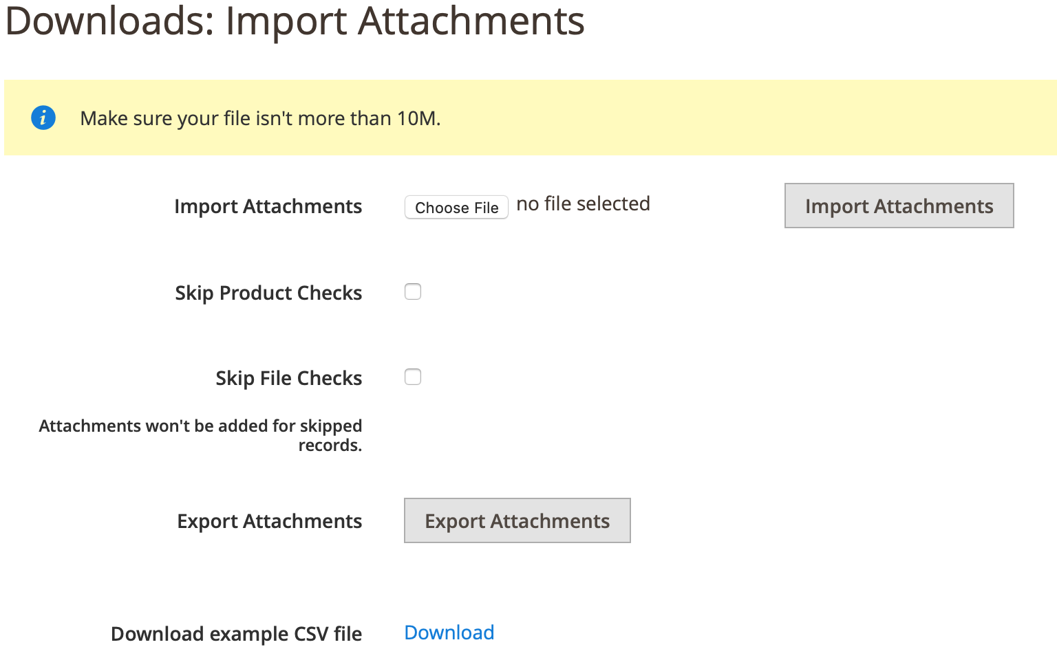 File Downloads Sections Configuration