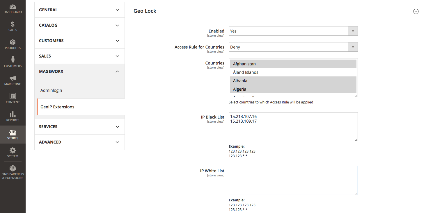 Magento 2 Geo Lock Settings