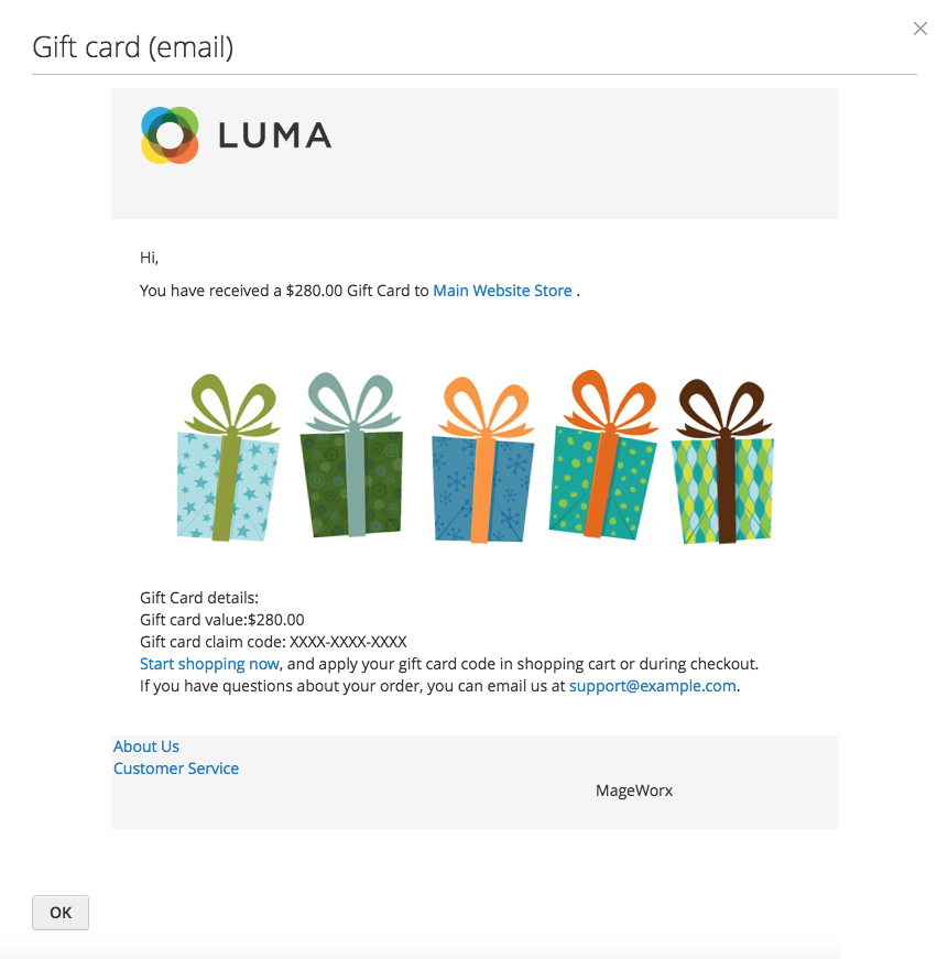 Mageworx Gift Card Types