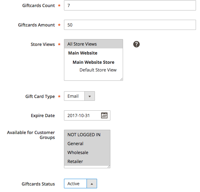 Mageworx Gift Card Generate