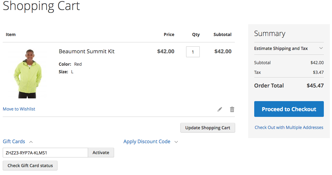 Mageworx Gift Card Configuration