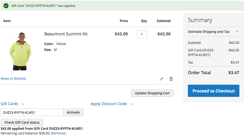Mageworx Gift Card Redeem