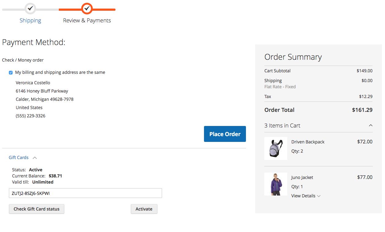 Mageworx Gift Card Redeem