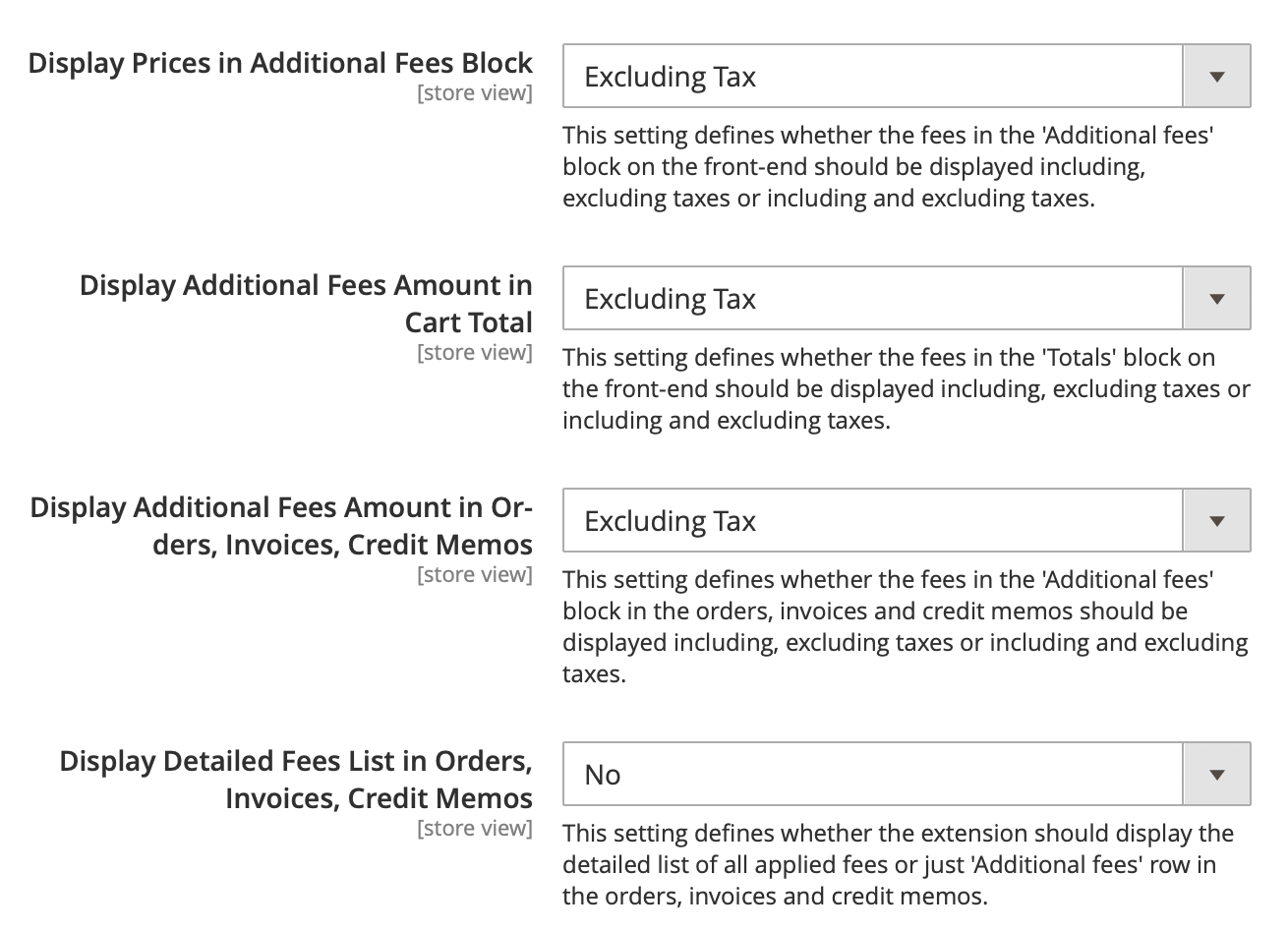 Multi Fees Configuration