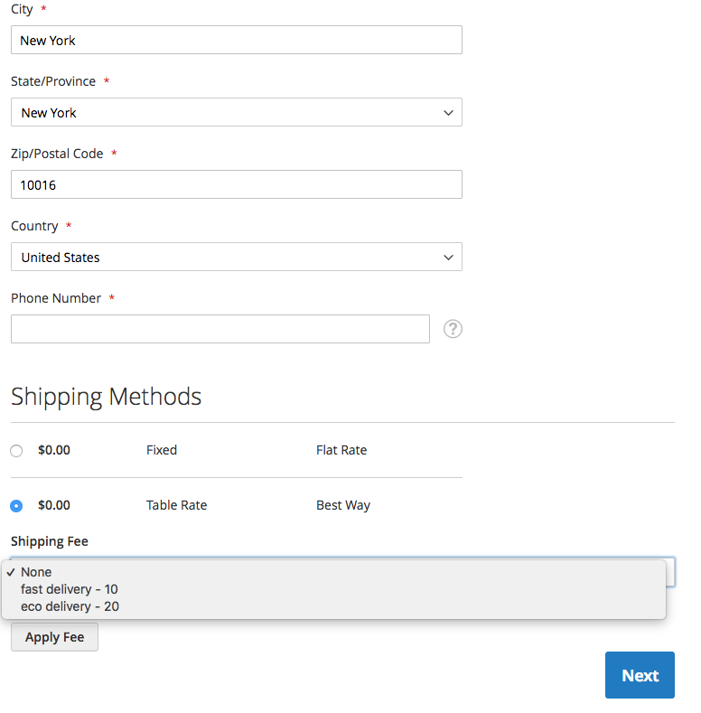 Multi Fees Cart Page