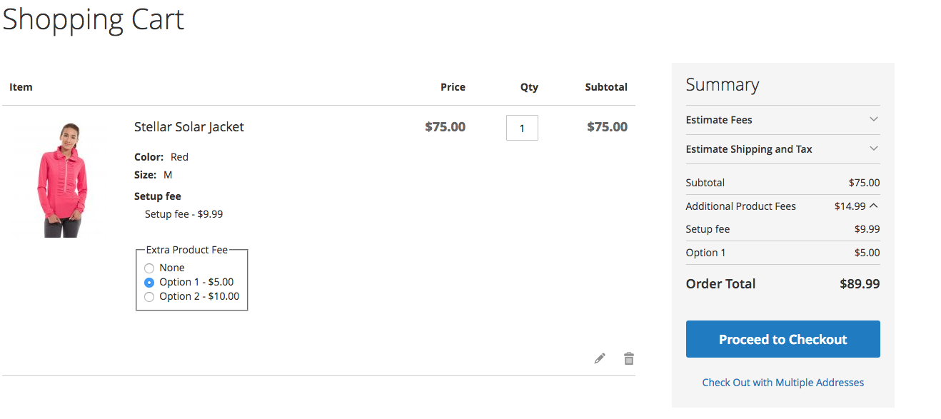 Multi Fees Cart Page