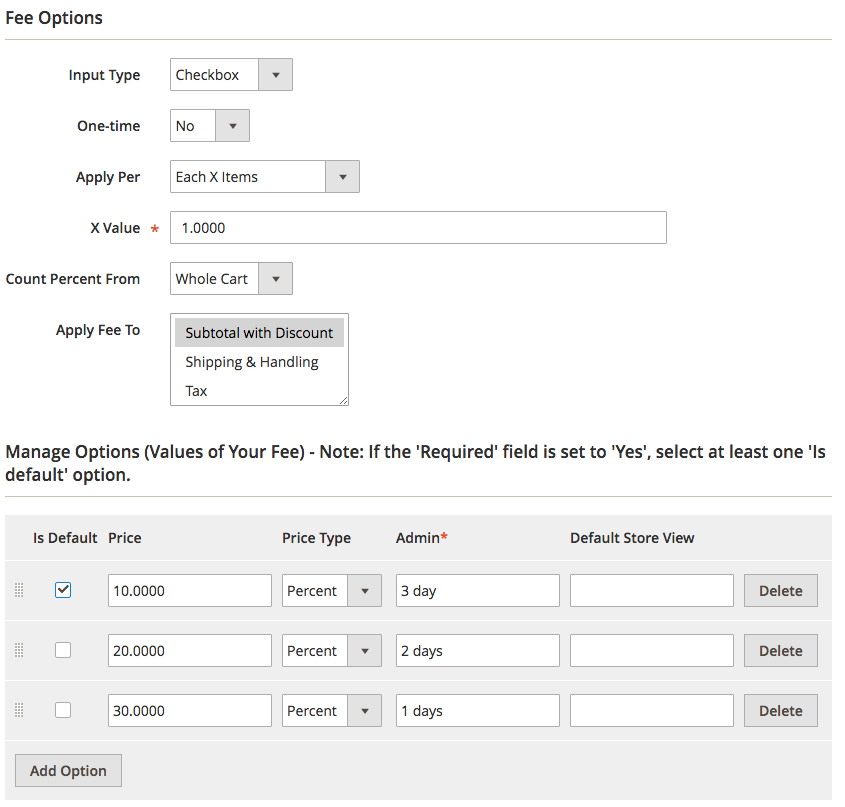 Multi Fees Manage Labels