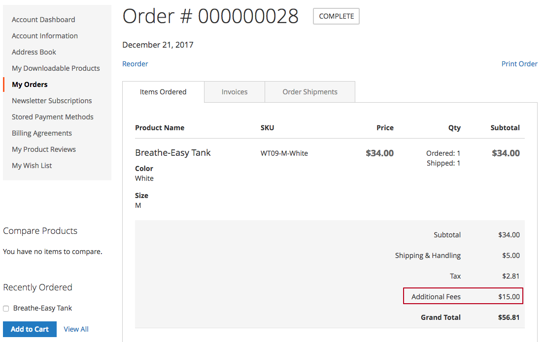 Multi Fees in Customer Account
