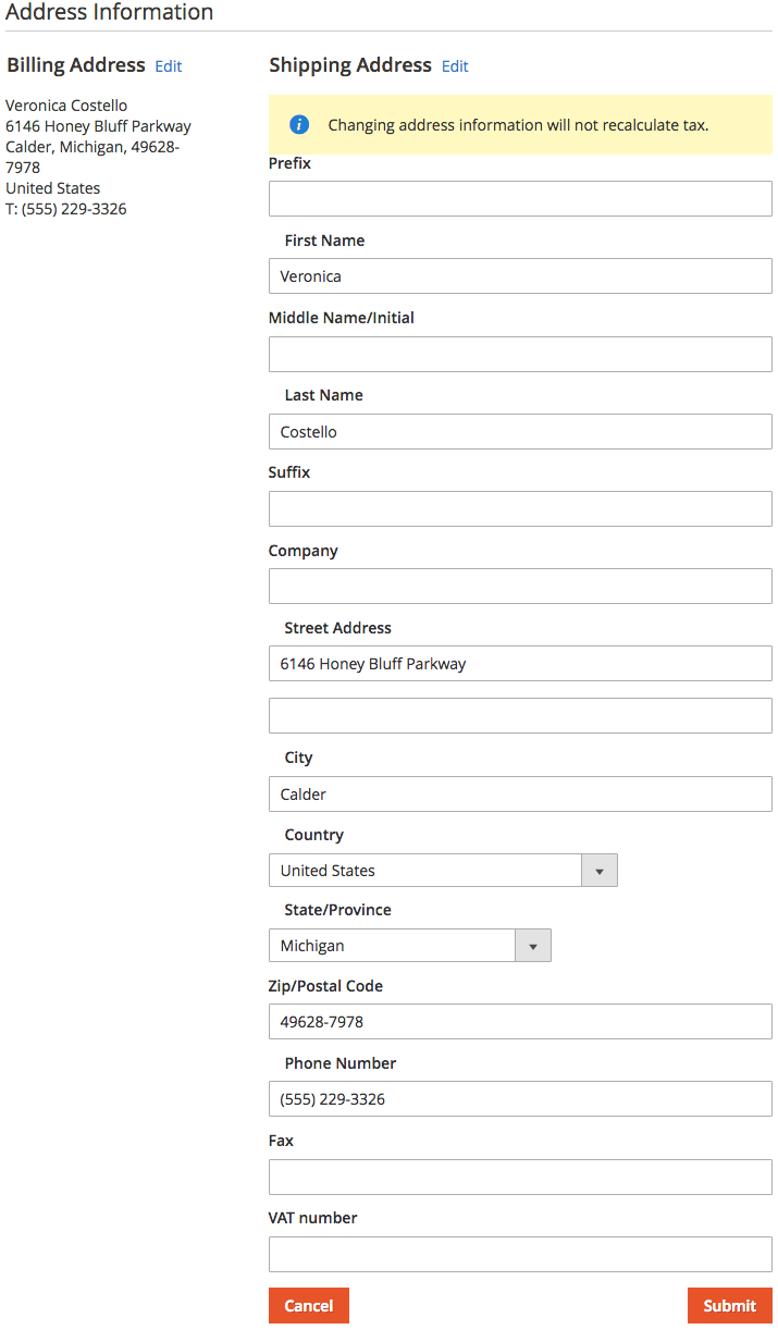 Magento 2 Order Management Order Modification Shipping