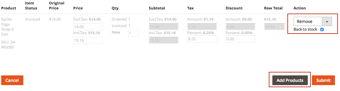 Magento 2 Order Management Order Modification Items