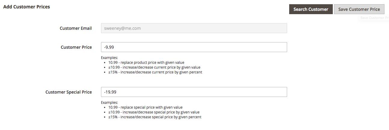 Prices per Customer