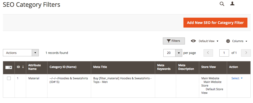 SEO Category Filters
