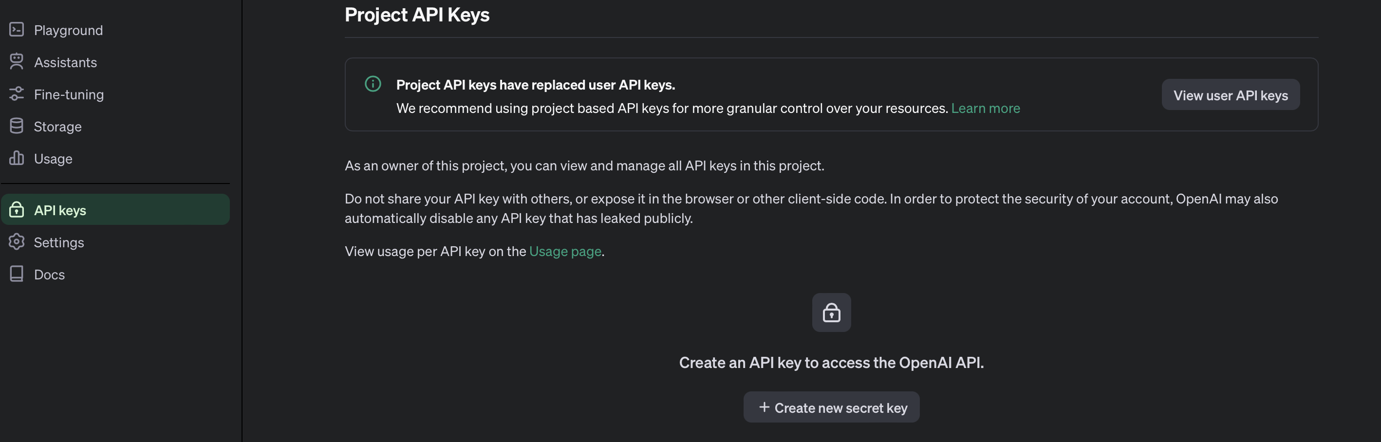 OpenAI keys