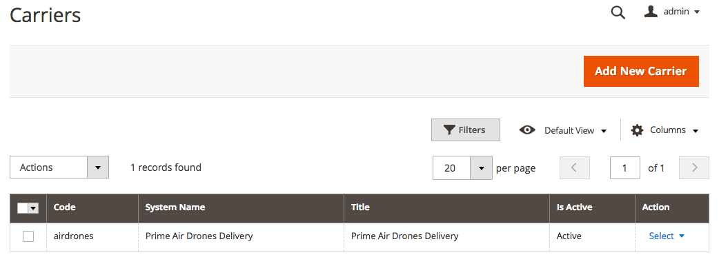 Mageworx Shipping Carrier