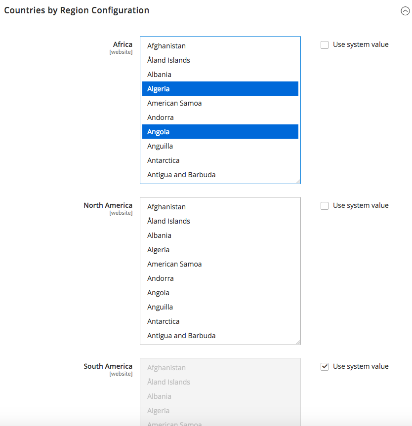 Mageworx Shipping Countries by Region