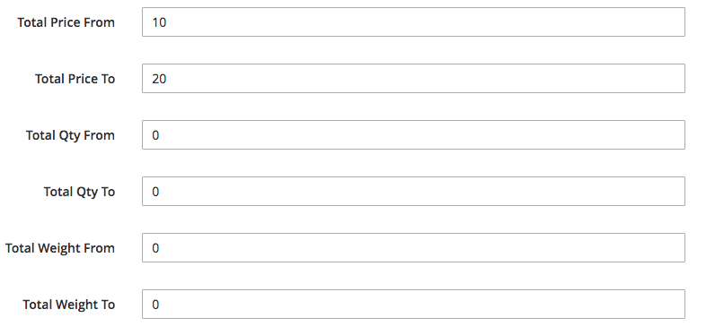 Mageworx Shipping Rates Conditions
