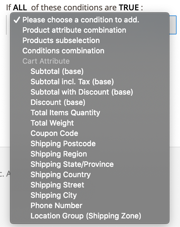 Mageworx Shipping Rules Conditions