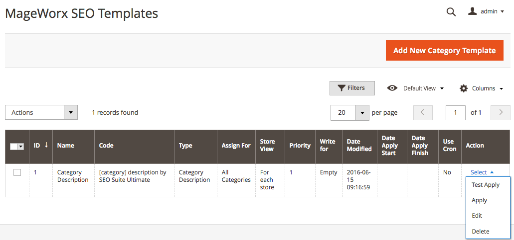 SEO Templates Categories